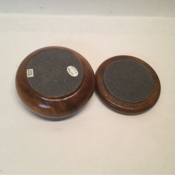 Vintage Hand Crafted Mahogany Trinket Box w/ Agate Inlay Lid - Made in Brazil - Picture 4 of 5